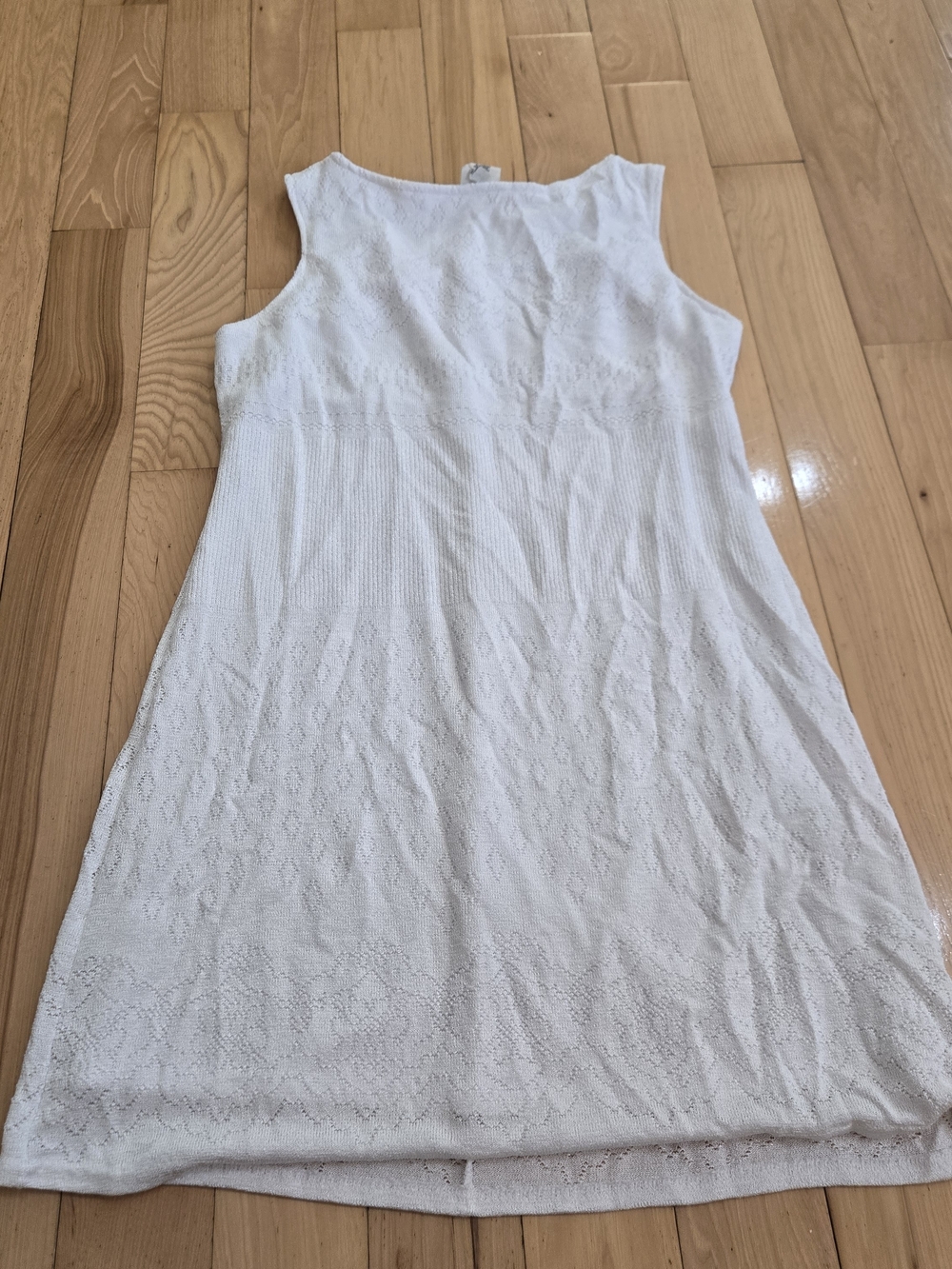 Vtg Jalate White Pointelle Knit Shift Mini Dress